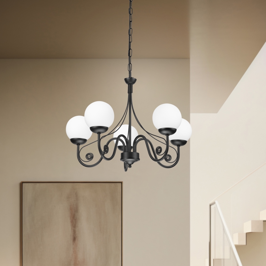 Brilagi - LED Lustr na řetězu COTTAGE 5xG9/40W/230V černá/bílá
