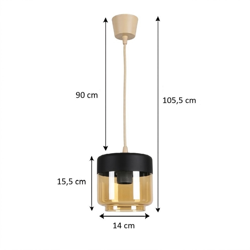 Brilagi - LED Lustr RETRO GLASS 1xE27/60W/230V pr. 14 cm béžová/kouřová béžová/černá