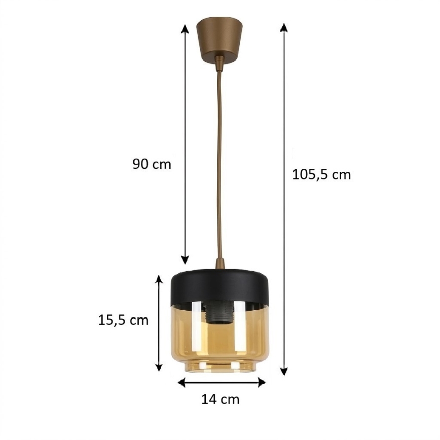 Brilagi - LED Lustr na lanku RETRO GLASS 1xE27/60W/230V pr. 14 cm hnědá/kouřová béžová/černá