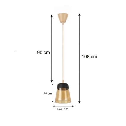 Brilagi - LED Lustr na lanku RETRO GLASS 1xE27/60W/230V pr. 15,5 cm béžová/kouřová béžová/černá