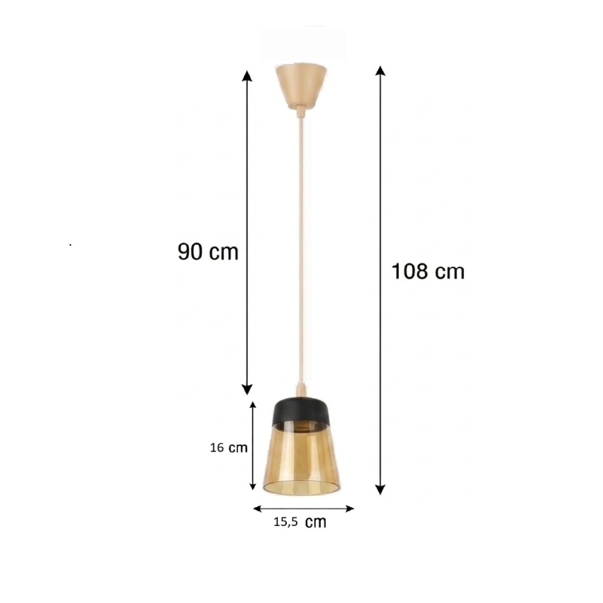 Brilagi - LED Lustr na lanku RETRO GLASS 1xE27/60W/230V pr. 15,5 cm béžová/kouřová béžová/černá
