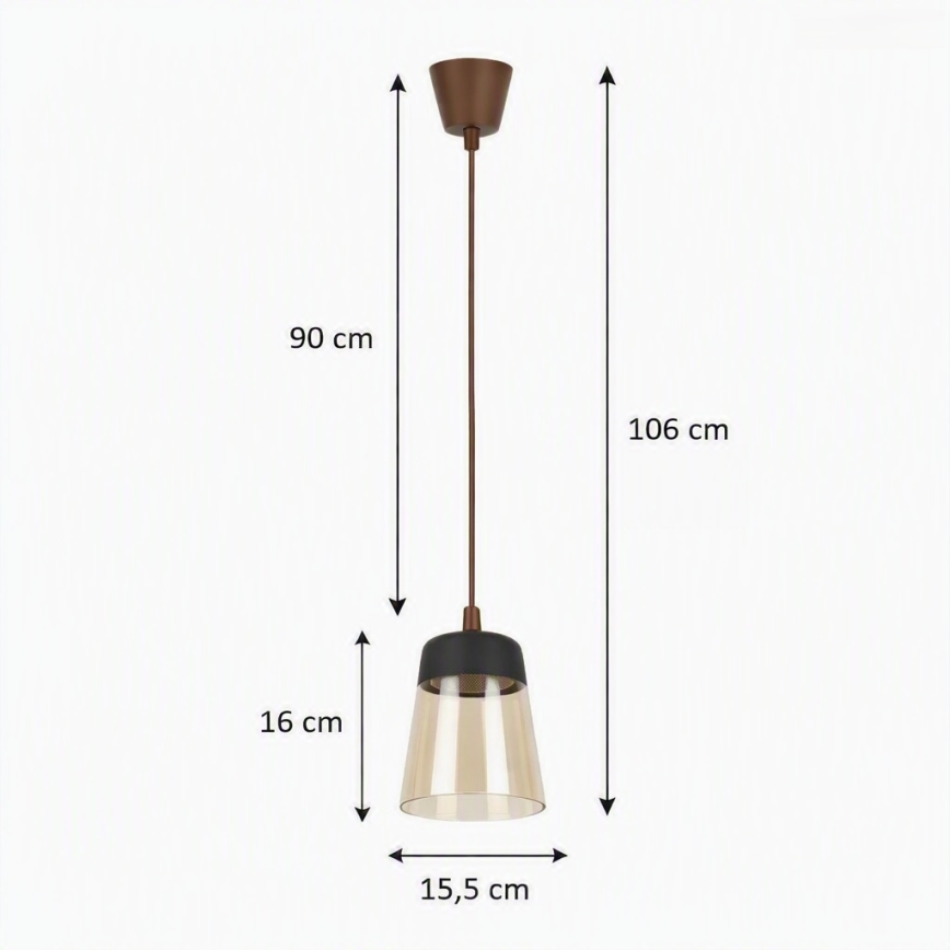 Brilagi - LED Lustr na lanku RETRO GLASS 1xE27/60W/230V pr. 15,5 cm hnědá/kouřová béžová/černá