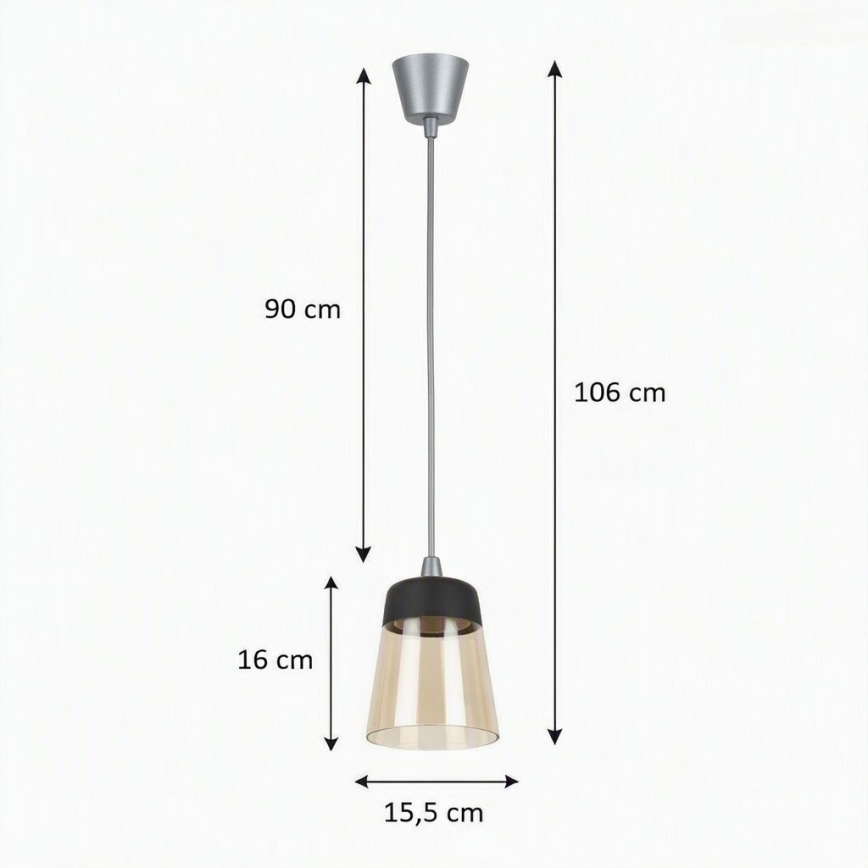 Brilagi - LED Lustr na lanku RETRO GLASS 1xE27/60W/230V pr. 15,5 cm stříbrná/kouřová béžová/černá