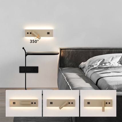 Brilagi - LED Nástěnné bodové svítidlo s USB portem NOCTIS LED/3W/230V + LED/9W béžová