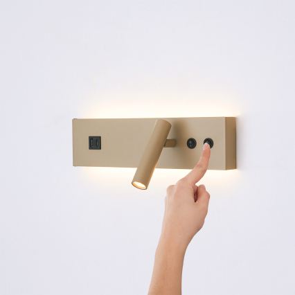 Brilagi - LED Nástěnné bodové svítidlo s USB portem NOCTIS LED/3W/230V + LED/9W béžová