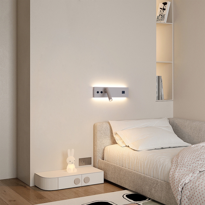 Brilagi - LED Nástěnné bodové svítidlo s USB portem NOCTIS LED/3W/230V + LED/9W béžová