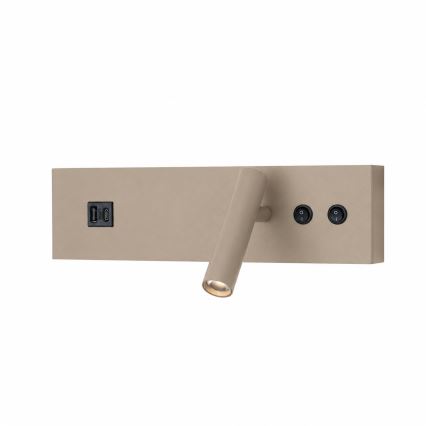 Brilagi - LED Nástěnné bodové svítidlo s USB portem NOCTIS LED/3W/230V + LED/9W béžová