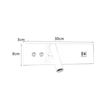 Brilagi - LED Nástěnné bodové svítidlo s USB portem NOCTIS LED/3W/230V + LED/9W béžová