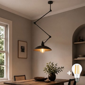 Brilagi - LED Nastavitelný lustr na tyči IRONBEAM 1xE27/60W/230V černá