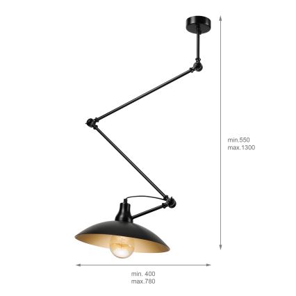 BRILAGI - LED Nastavitelný lustr na tyči IRONBEAM 1xE27/60W/230V černá