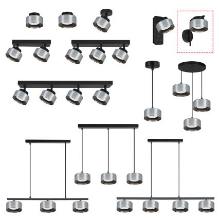 Brilagi - LED Nástěnná lampa AURA LUX 1xGX53/30W/230V černá/kouřová