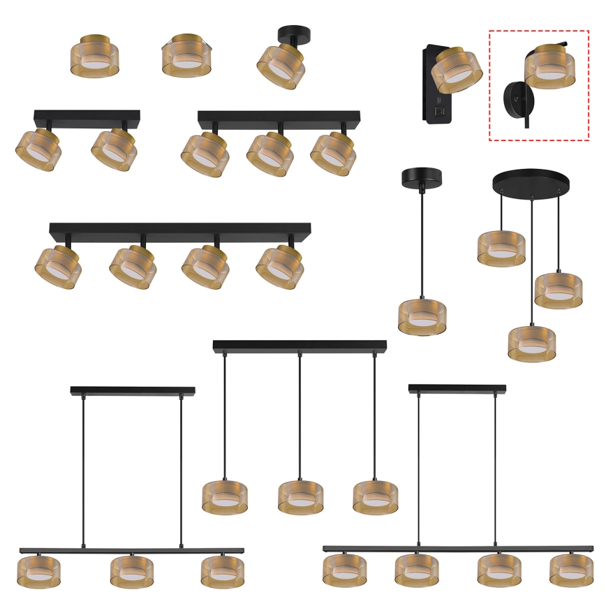 Brilagi - LED Nástěnná lampa AURA LUX 1xGX53/30W/230V černá/zlatá