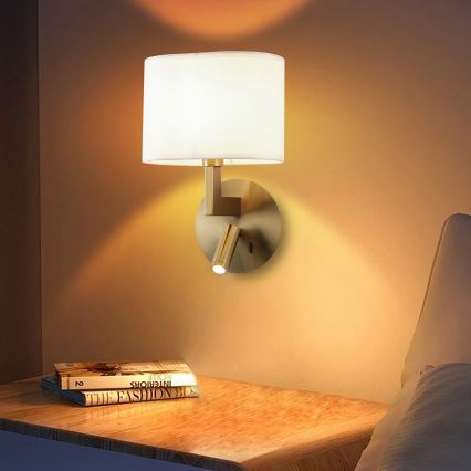 Brilagi - LED Nástěnná lampa DAYA 1xE14/40W/230V + LED/3W bílá/matný chrom