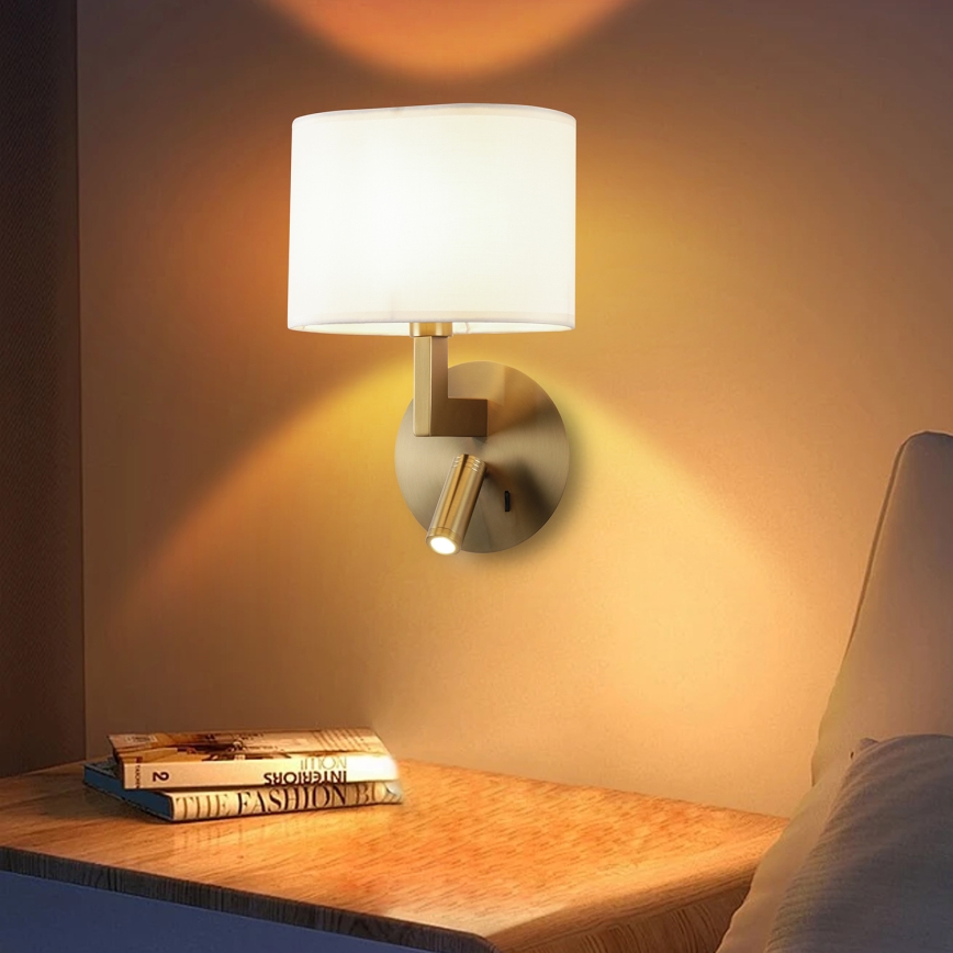 Brilagi - LED Nástěnná lampa DAYA 1xE14/40W/230V + LED/3W bílá/matný chrom