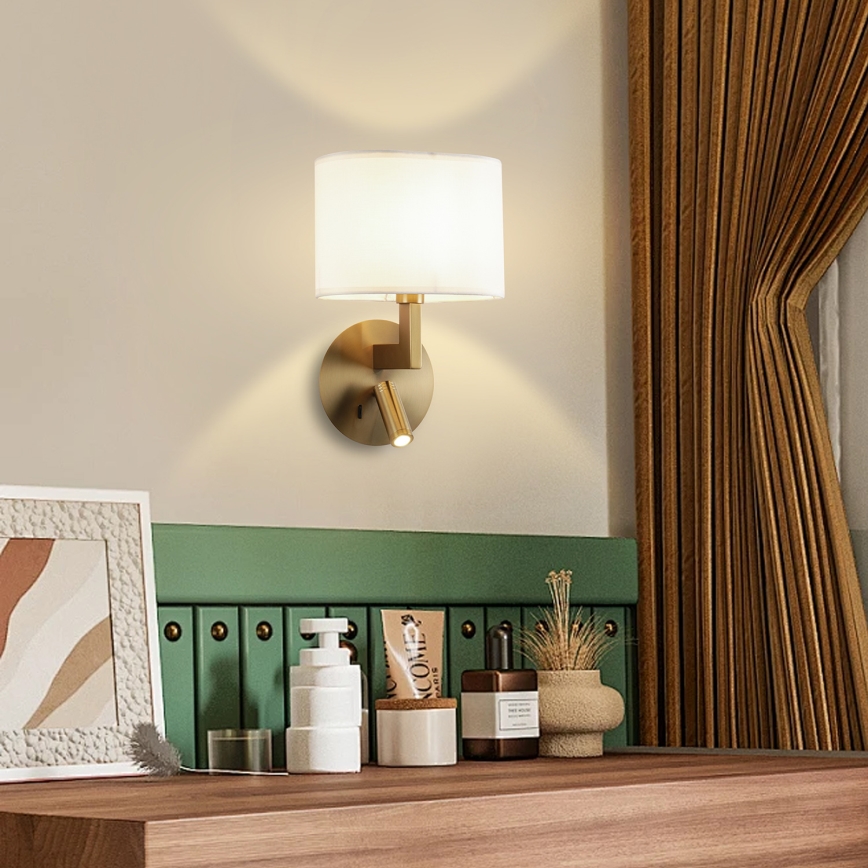 Brilagi - LED Nástěnná lampa DAYA 1xE14/40W/230V + LED/3W bílá/matný chrom