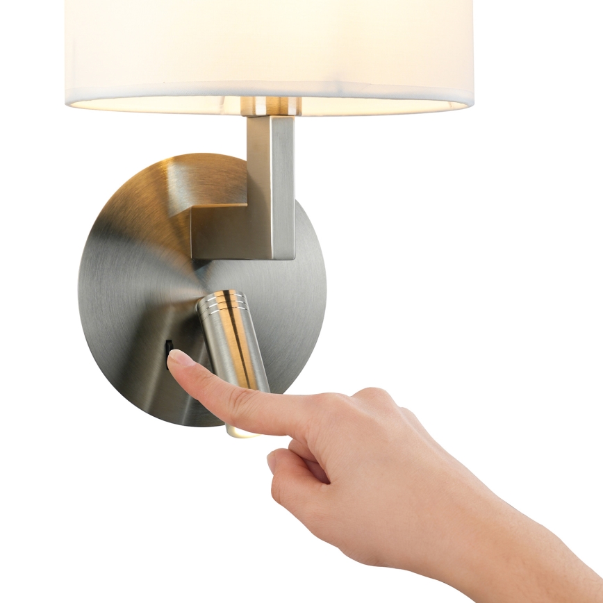 Brilagi - LED Nástěnná lampa DAYA 1xE14/40W/230V + LED/3W bílá/matný chrom