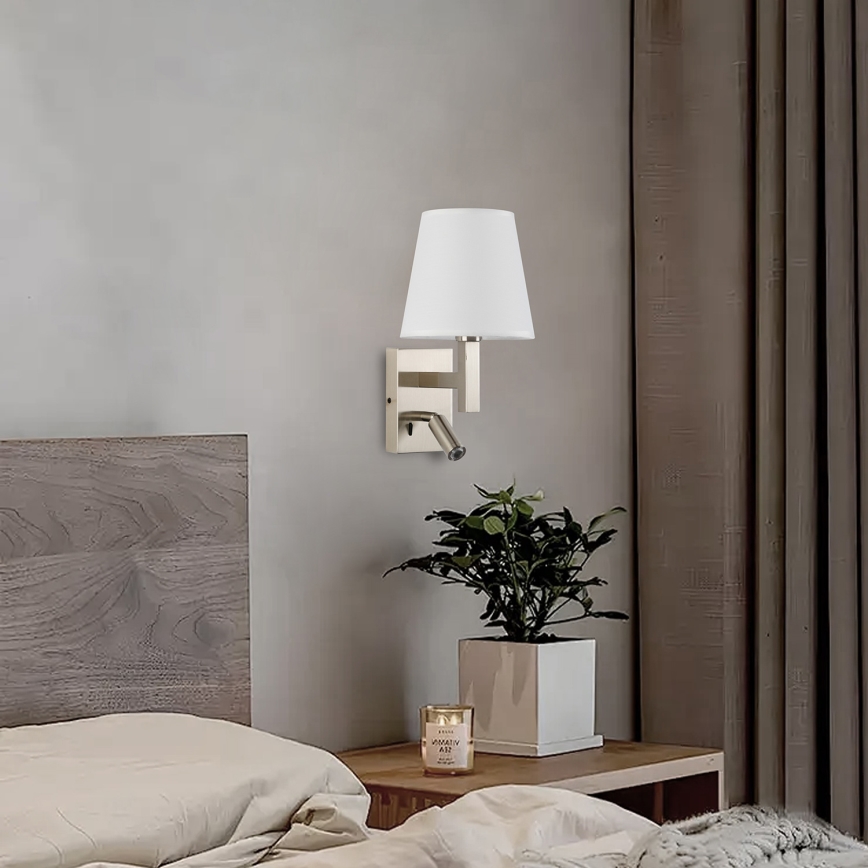 Brilagi - LED Nástěnná lampa DEYA 1xE14/40W/230V + LED/3W bílá/matný chrom