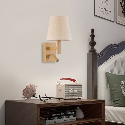 Brilagi - LED Nástěnná lampa DEYA 1xE14/40W/230V + LED/3W len/zlatá