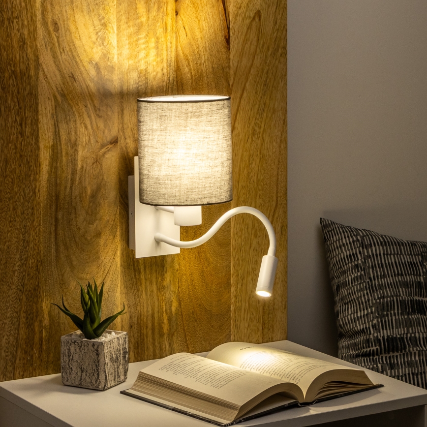 Brilagi - LED Flexibilní nástěnná lampa NUBILA 1xE27/25W/230V + LED/3W bílá/antracit