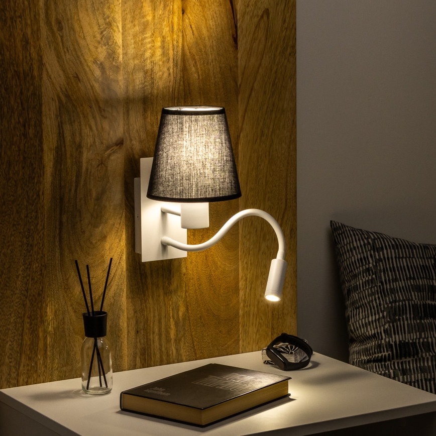 Brilagi - LED Flexibilní nástěnná lampa NUBILA 1xE27/25W/230V + LED/3W bílá/černá