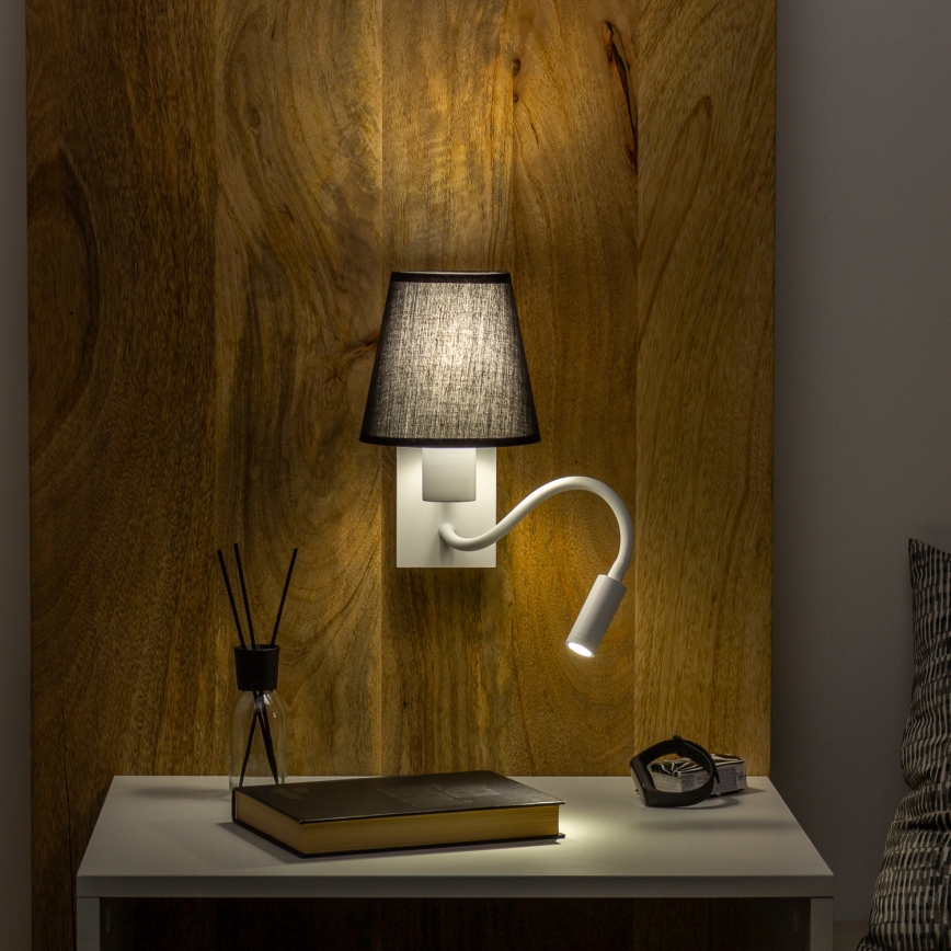 Brilagi - LED Flexibilní nástěnná lampa NUBILA 1xE27/25W/230V + LED/3W bílá/černá