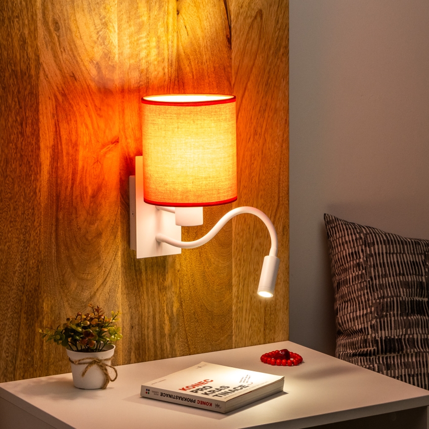 Brilagi - LED Flexibilní nástěnná lampa NUBILA 1xE27/25W/230V + LED/3W bílá/červená