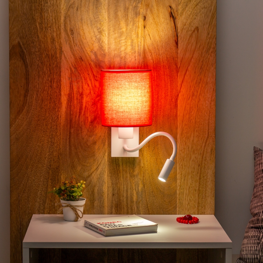 Brilagi - LED Flexibilní nástěnná lampa NUBILA 1xE27/25W/230V + LED/3W bílá/červená