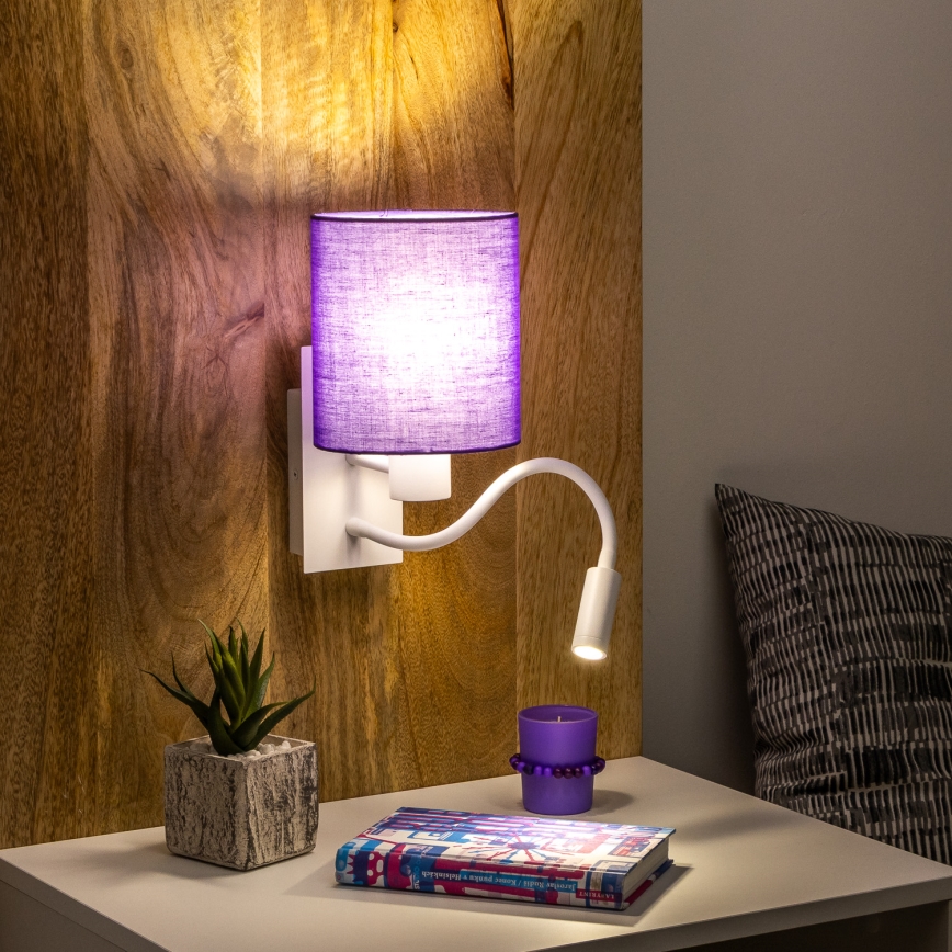 Brilagi - LED Flexibilní nástěnná lampa NUBILA 1xE27/25W/230V + LED/3W bílá/fialová