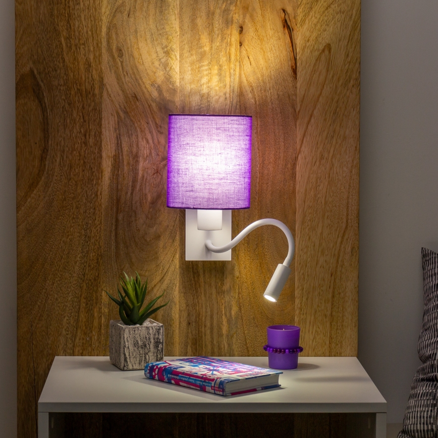 Brilagi - LED Flexibilní nástěnná lampa NUBILA 1xE27/25W/230V + LED/3W bílá/fialová