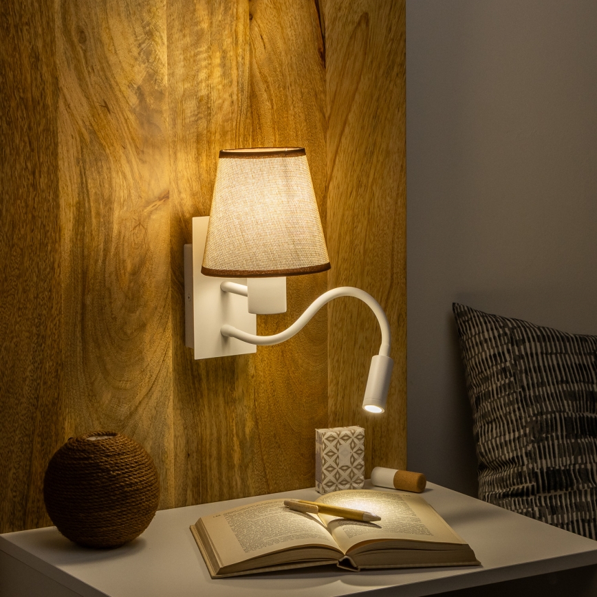 Brilagi - LED Flexibilní nástěnná lampa NUBILA 1xE27/25W/230V + LED/3W bílá/hnědá