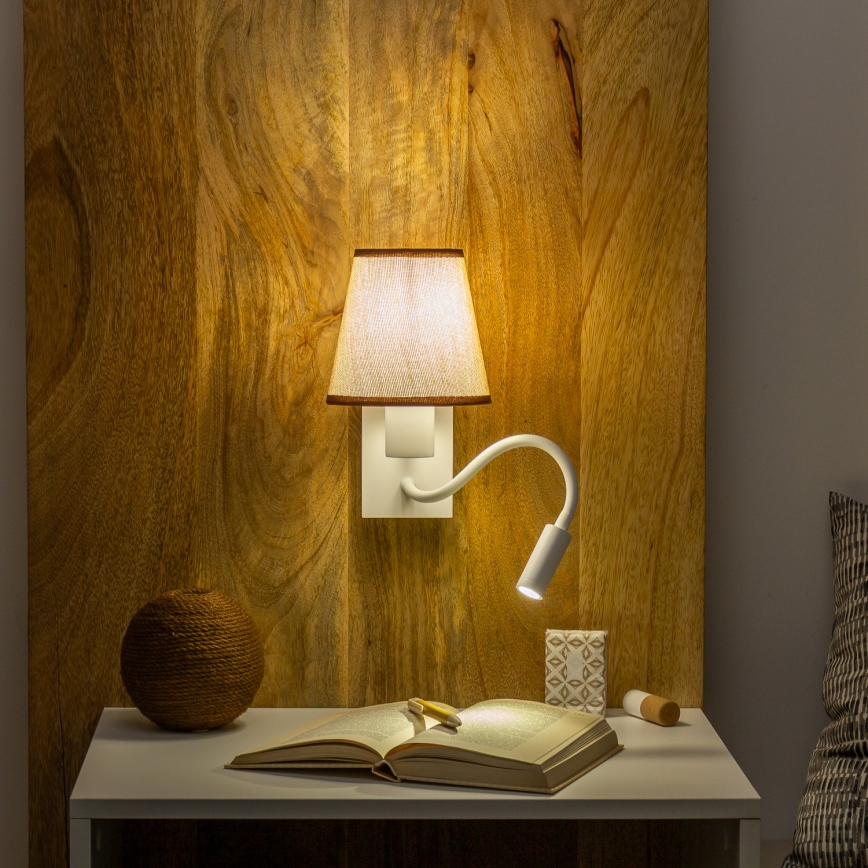 Brilagi - LED Flexibilní nástěnná lampa NUBILA 1xE27/25W/230V + LED/3W bílá/hnědá