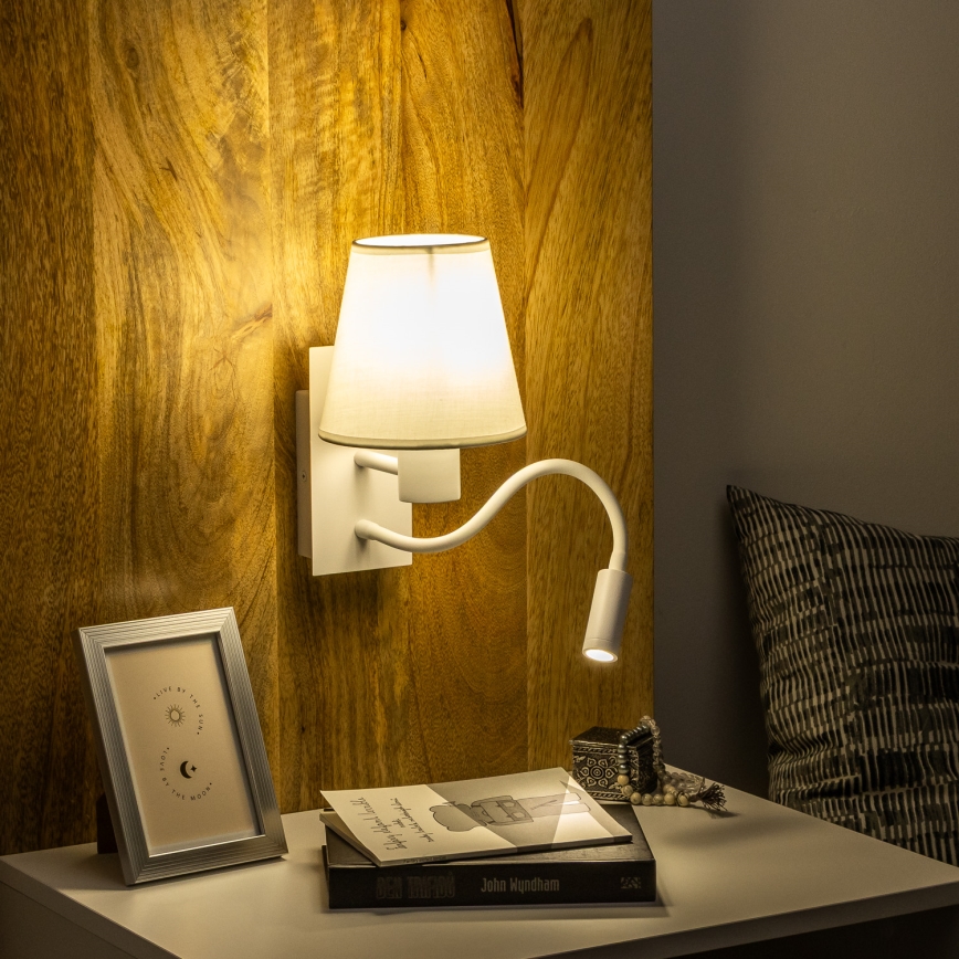 Brilagi - LED Flexibilní nástěnná lampa NUBILA 1xE27/25W/230V + LED/3W bílá