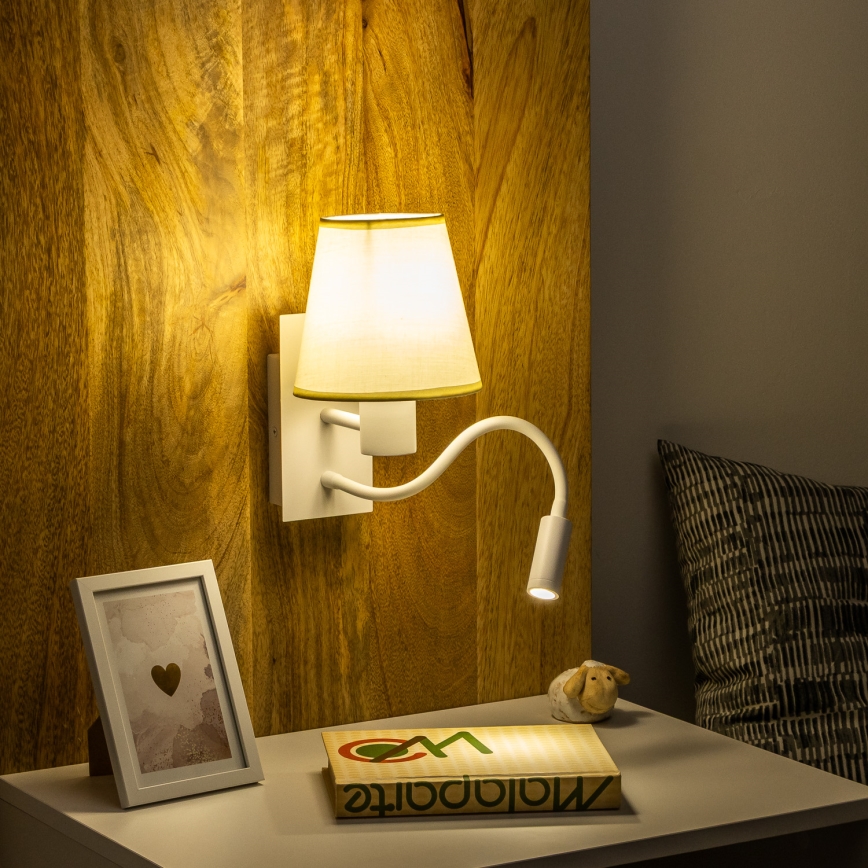 Brilagi - LED Flexibilní nástěnná lampa NUBILA 1xE27/25W/230V + LED/3W bílá/krémová
