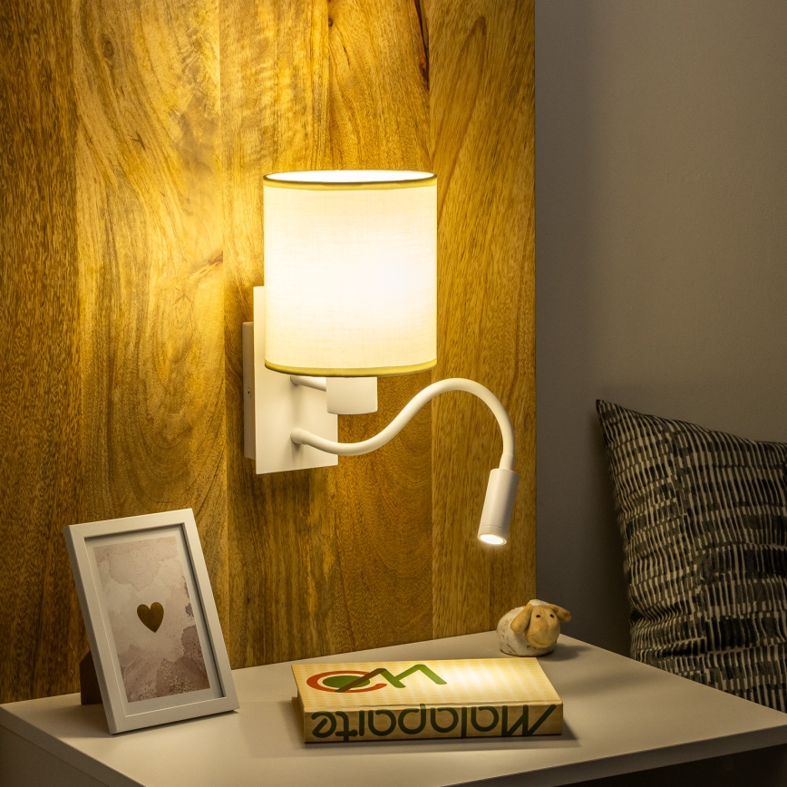 Brilagi - LED Flexibilní nástěnná lampa NUBILA 1xE27/25W/230V + LED/3W bílá/krémová