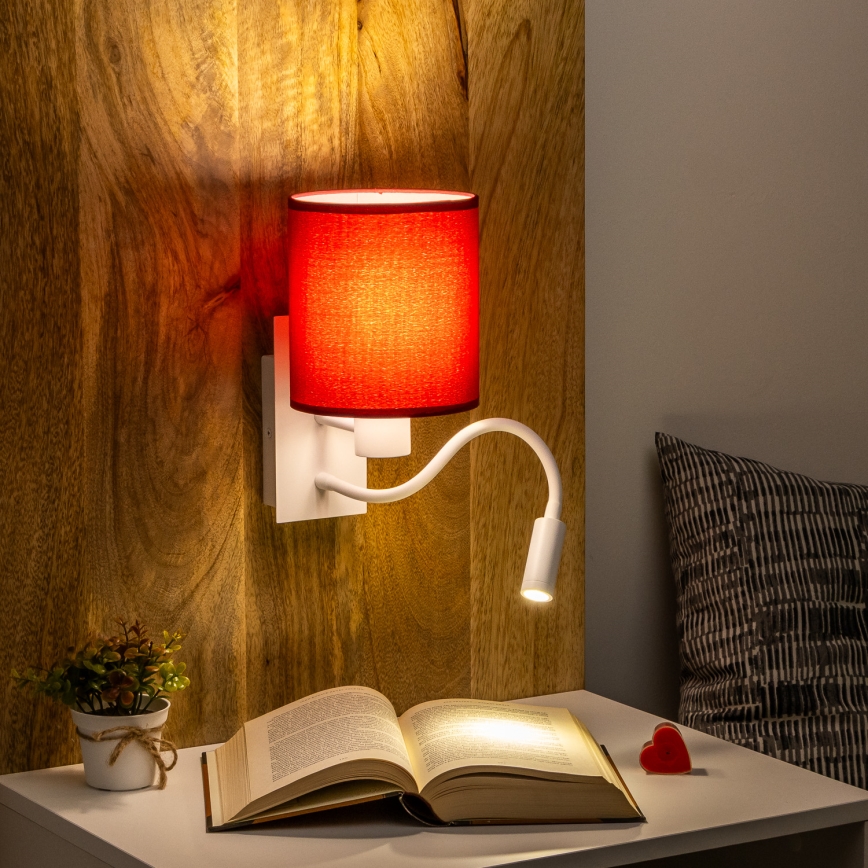 Brilagi - LED Flexibilní nástěnná lampa NUBILA 1xE27/25W/230V + LED/3W bílá/pompejská červená