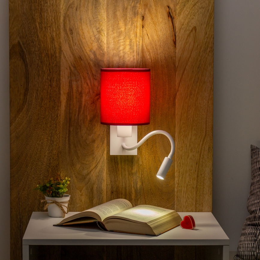 Brilagi - LED Flexibilní nástěnná lampa NUBILA 1xE27/25W/230V + LED/3W bílá/pompejská červená