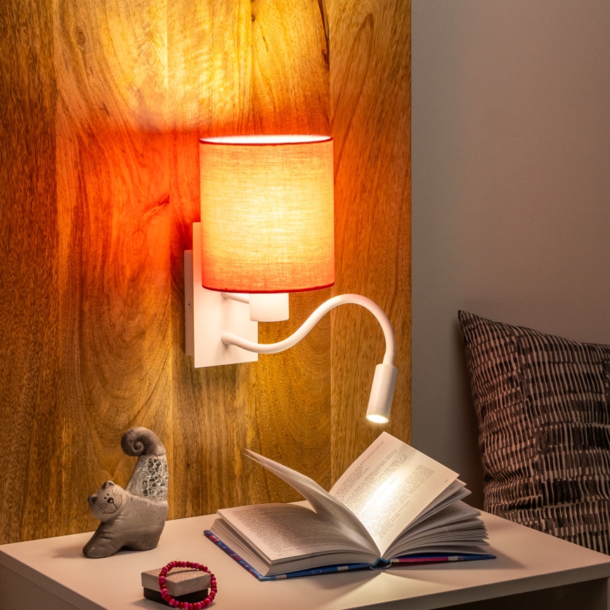 Brilagi - LED Flexibilní nástěnná lampa NUBILA 1xE27/25W/230V + LED/3W bílá/růžová