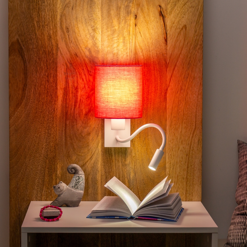 Brilagi - LED Flexibilní nástěnná lampa NUBILA 1xE27/25W/230V + LED/3W bílá/růžová