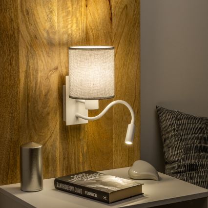Brilagi - LED Flexibilní nástěnná lampa NUBILA 1xE27/25W/230V + LED/3W bílá/šedá