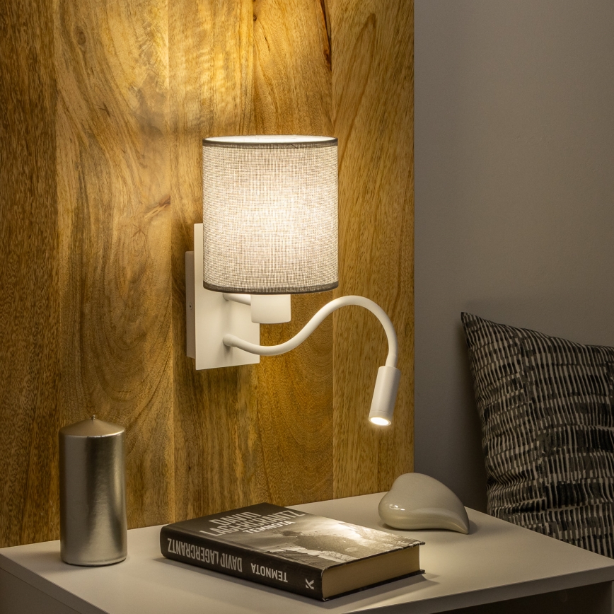 Brilagi - LED Flexibilní nástěnná lampa NUBILA 1xE27/25W/230V + LED/3W bílá/šedá