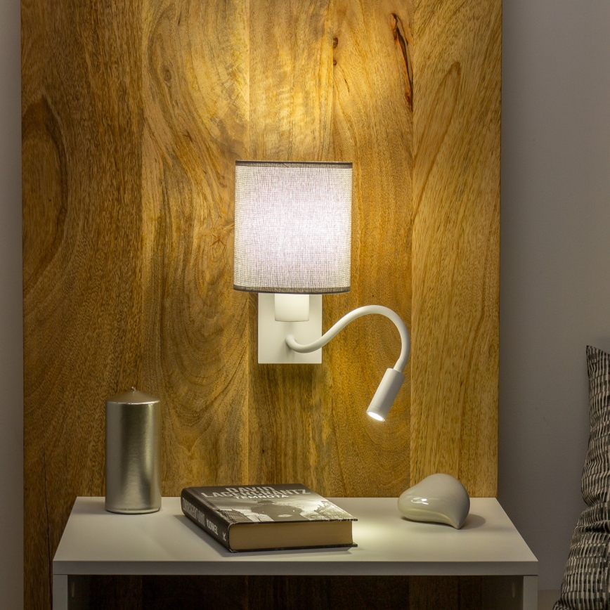 Brilagi - LED Flexibilní nástěnná lampa NUBILA 1xE27/25W/230V + LED/3W bílá/šedá