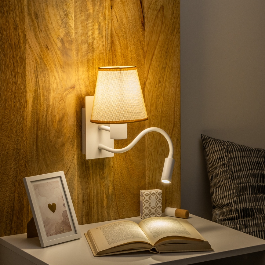 Brilagi - LED Flexibilní nástěnná lampa NUBILA 1xE27/25W/230V + LED/3W bílá/světle hnědá