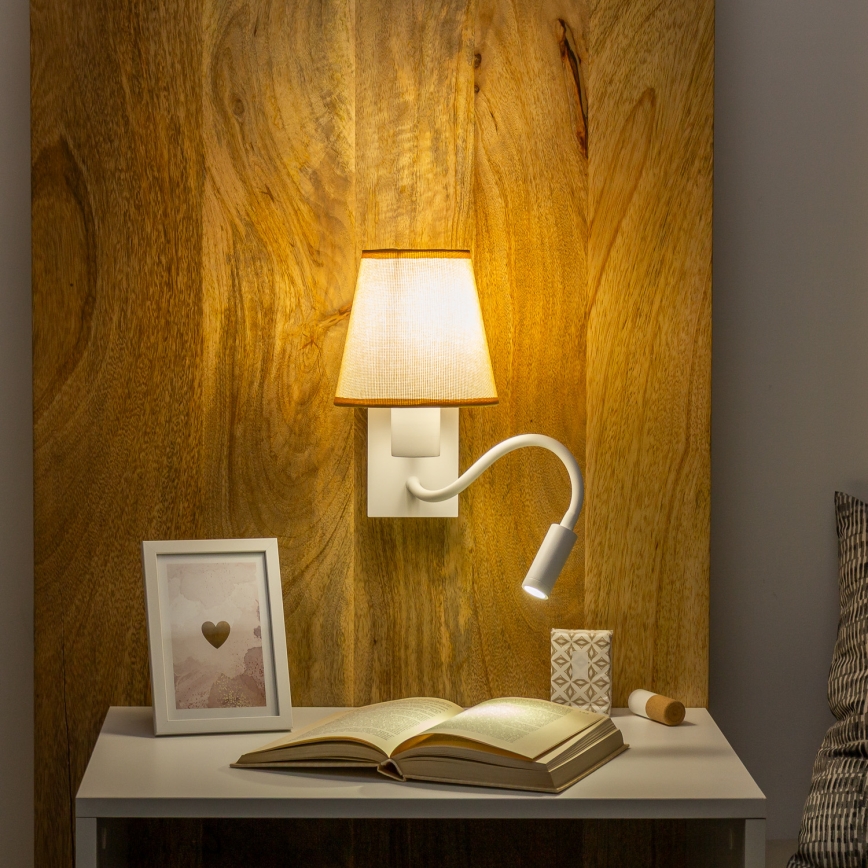 Brilagi - LED Flexibilní nástěnná lampa NUBILA 1xE27/25W/230V + LED/3W bílá/světle hnědá