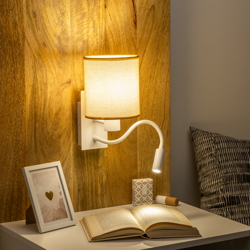 Brilagi - LED Flexibilní nástěnná lampa NUBILA 1xE27/25W/230V + LED/3W bílá/světle hnědá