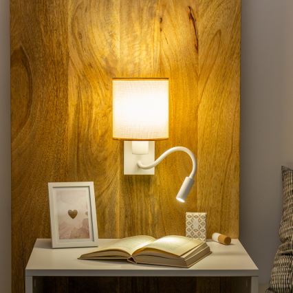 Brilagi - LED Flexibilní nástěnná lampa NUBILA 1xE27/25W/230V + LED/3W bílá/světle hnědá