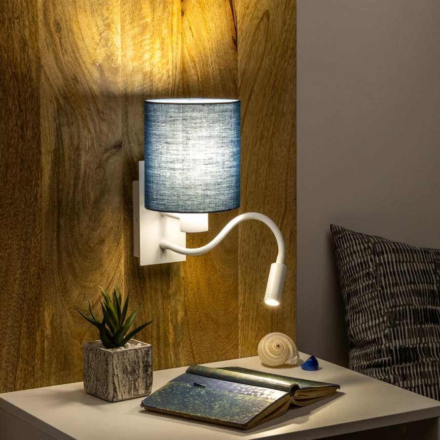 Brilagi - LED Flexibilní nástěnná lampa NUBILA 1xE27/25W/230V + LED/3W bílá/tmavě modrá