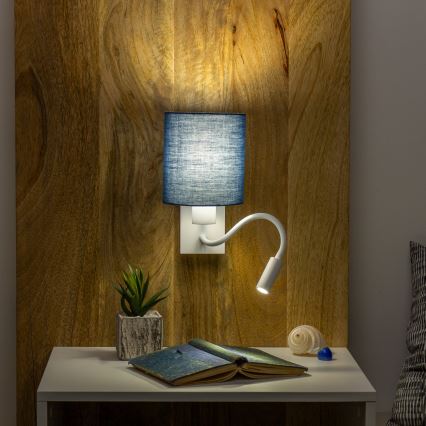 Brilagi - LED Flexibilní nástěnná lampa NUBILA 1xE27/25W/230V + LED/3W bílá/tmavě modrá