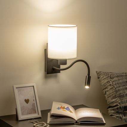 Brilagi - LED Flexibilní nástěnná lampa NUBILA 1xE27/25W/230V + LED/3W černá/bílá