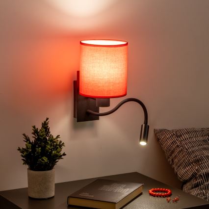Brilagi - LED Flexibilní nástěnná lampa NUBILA 1xE27/25W/230V + LED/3W černá/červená