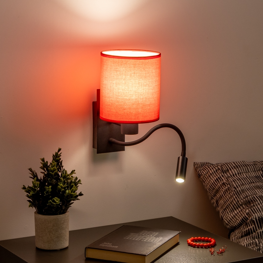 Brilagi - LED Flexibilní nástěnná lampa NUBILA 1xE27/25W/230V + LED/3W černá/červená